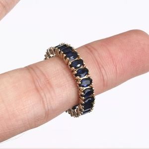 HUGE sz9 sapphire & sterling silver ring